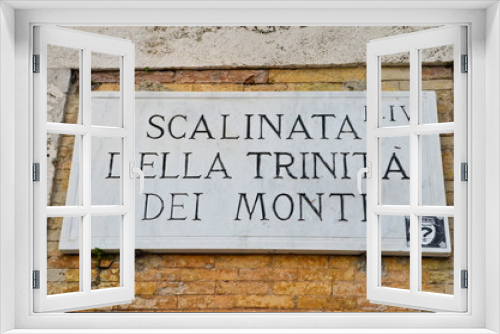 Fototapeta Naklejka Na Ścianę Okno 3D - Street plate of Scalinata Trinità dei Monti in Rome