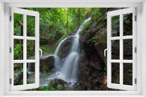 Fototapeta Naklejka Na Ścianę Okno 3D - Waterfall in the big forest