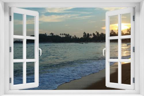 Fototapeta Naklejka Na Ścianę Okno 3D - Sunset over the Unawatuna beach, Sri Lanka.