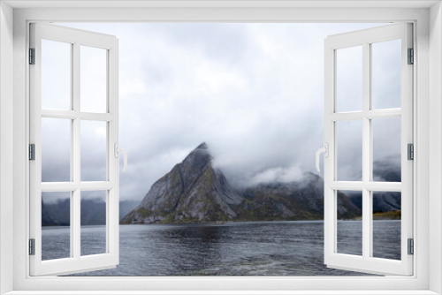 Fototapeta Naklejka Na Ścianę Okno 3D - View from Hamnøy, Lofoten Islands, Norway, Europe