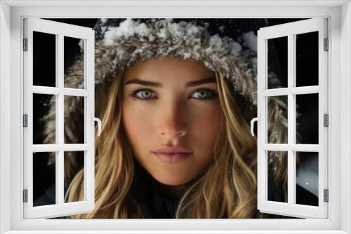 portrait of a beautiful woman in winter