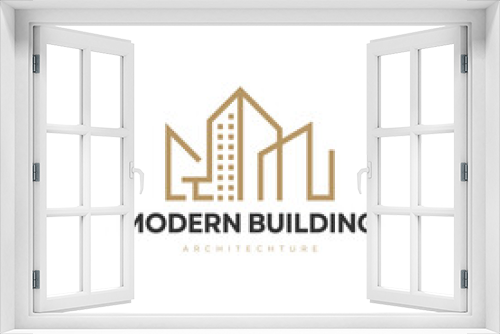 Fototapeta Naklejka Na Ścianę Okno 3D - Brown Black Minimalist Modern Building Logo Design