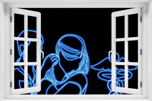 Fototapeta Naklejka Na Ścianę Okno 3D - Family life insurance Medicine sign icon neon vector illustration concept