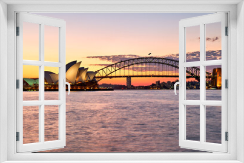 Fototapeta Naklejka Na Ścianę Okno 3D - Sydney. New South Wales. Australia. The Opera House at sunset and the harbour bridge