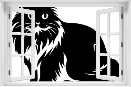 Fototapeta Naklejka Na Ścianę Okno 3D - cute cat vector illustration, Generative AI.	