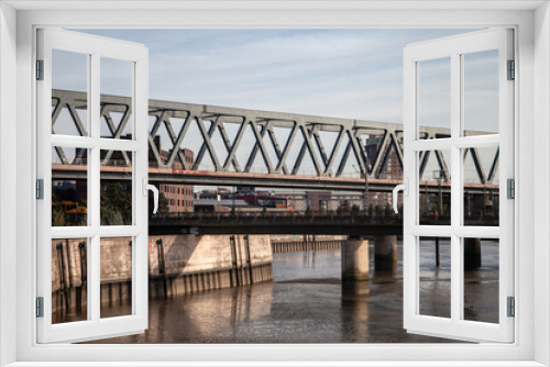 Fototapeta Naklejka Na Ścianę Okno 3D - Bridges over Parts of River Elbe in Hamburg