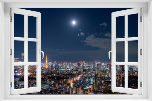 Fototapeta Naklejka Na Ścianę Okno 3D - 月光に照らされる大都会東京　Nov.2023　