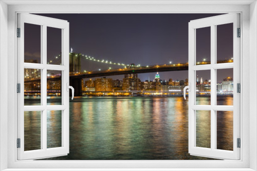 Fototapeta Naklejka Na Ścianę Okno 3D - Brooklyn Bridge in New York, Night View