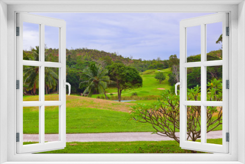 Fototapeta Naklejka Na Ścianę Okno 3D - Golf field at Seychelles