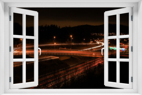 Fototapeta Naklejka Na Ścianę Okno 3D - long exposure photography of car light trails on swiss highways