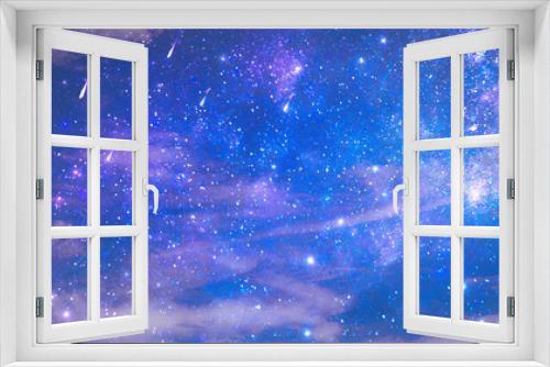 Fototapeta Naklejka Na Ścianę Okno 3D - 	流れ星、ファンタジーな夜空｜16:9