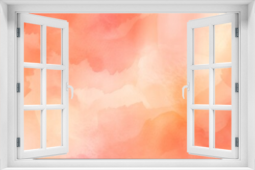 Abstract peach fuzz color, orange and pink shades watercolor wavy background 