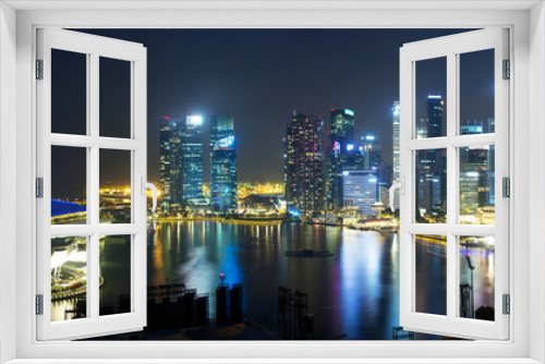Fototapeta Naklejka Na Ścianę Okno 3D - cityscape of singapore at night