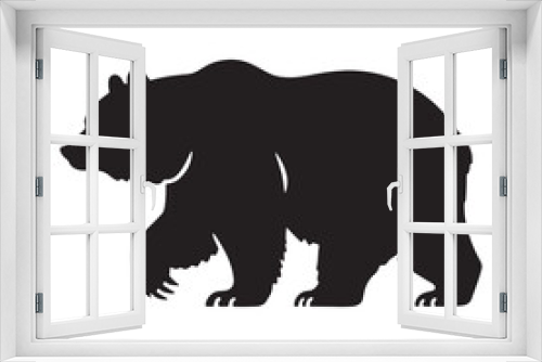 Fototapeta Naklejka Na Ścianę Okno 3D - bear silhouette: Boreal Legends, Forest Myths, and Mystical Ursine Silhouettes in Enigmatic Scenes - Minimallest bear black vector
