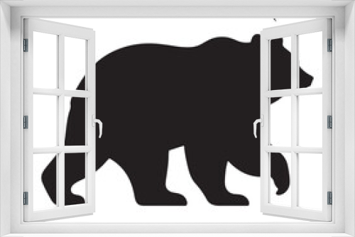 Fototapeta Naklejka Na Ścianę Okno 3D - bear silhouette: Wild Nature Strolls, Bear Tracks, and Forest Adventures in Tranquil Silhouetted Scenes - Minimallest bear black vector
