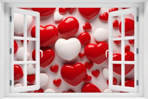 red and white glossy valentine hearts background