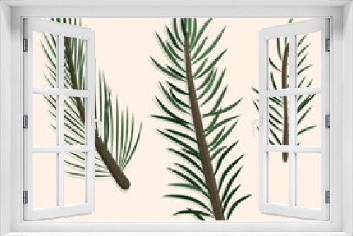 Fototapeta Naklejka Na Ścianę Okno 3D - Thin spruce and pine branches hand-drawn in vector