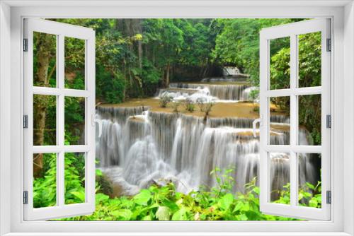 Fototapeta Naklejka Na Ścianę Okno 3D - Cascade Waterfalls in Green Forests
