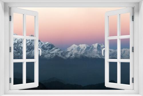 Fototapeta Naklejka Na Ścianę Okno 3D - Evening panoramic view of Dhaulagiri and Annapurna
