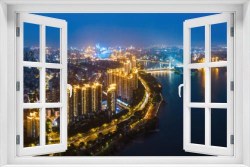 Fototapeta Naklejka Na Ścianę Okno 3D - Aerial photography of the skyline of buildings along the Minjiang River in Fuzhou..