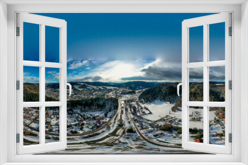 Fototapeta Naklejka Na Ścianę Okno 3D - muszyna, dolina popradu, zimowy poranek panorama 360