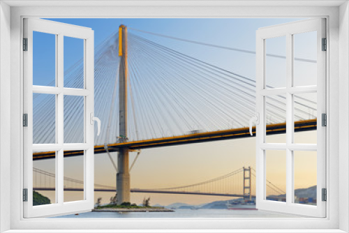 Fototapeta Naklejka Na Ścianę Okno 3D - hong kong highway bridge