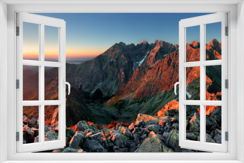 Fototapeta Naklejka Na Ścianę Okno 3D - Mountain sunset panorama from peak - Slovakia Tatras