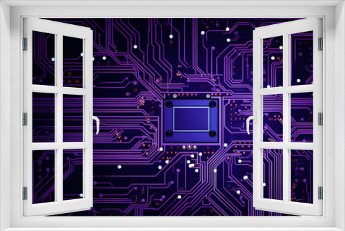 Purple circuit board, technology background 