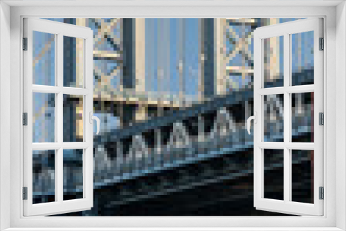 Fototapeta Naklejka Na Ścianę Okno 3D - Manhatten Bridge, Empire State Building, Washington Street, Brooklyn, Long Island, New York City, USA