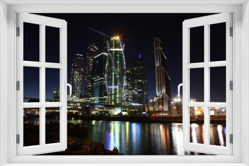 Fototapeta Naklejka Na Ścianę Okno 3D - Famous and Beautiful night view Skyscrapers City international b