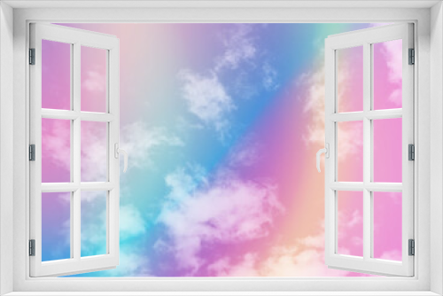 beauty sweet pastel light blue and pink colorful with fluffy clouds on sky. multi color rainbow image. abstract fantasy growing lights