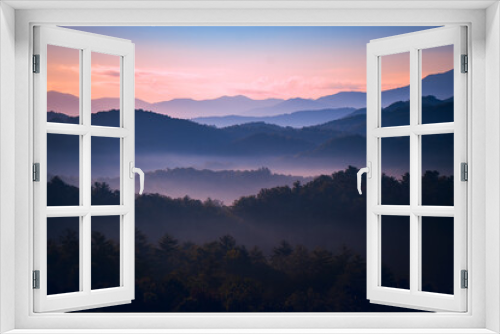 Fototapeta Naklejka Na Ścianę Okno 3D - Sunrise over the Great Smoky Mountains in Tennessee. These Blue Ridge mountains are like no other!