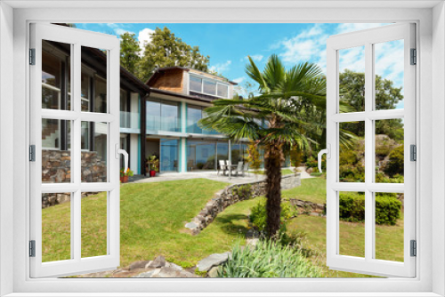 Fototapeta Naklejka Na Ścianę Okno 3D - mountain house, modern architecture, outdoor