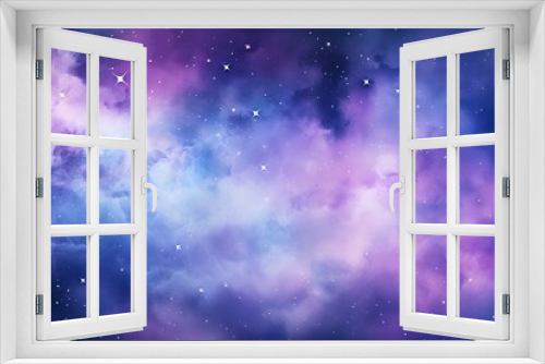 Watercolor blue purple gradient galaxy with sparkling stars background for astrology outer space art