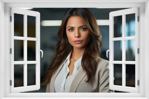 Portrait Attractive hispanic young confident business woman in business professional working office