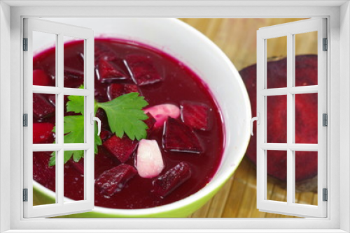 Fototapeta Naklejka Na Ścianę Okno 3D - appetizing hot beetroot soup
