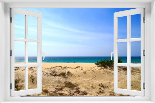 Fototapeta Naklejka Na Ścianę Okno 3D - beautiful beach Playa de Bolonia at the Costa de la Luz seen from the dunes towards the Atlantic Ocean, Andalusia, Cadiz, Spain