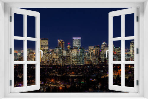 Fototapeta Naklejka Na Ścianę Okno 3D - City of Calgary at night, Alberta Canada