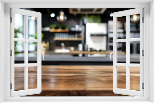 Empty counter table top for product display in modern kitchen interior