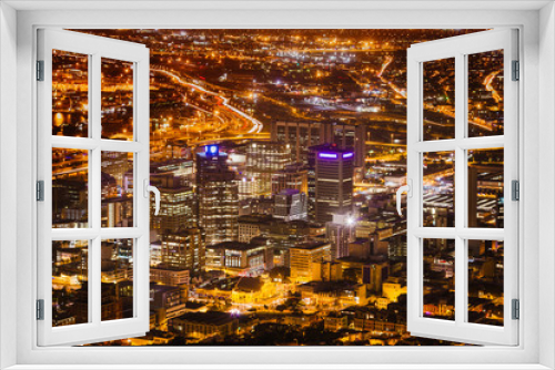 Fototapeta Naklejka Na Ścianę Okno 3D - Night View of City Bowl and Business District of Cape Town