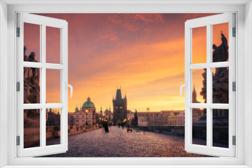 Fototapeta Naklejka Na Ścianę Okno 3D - Magical sunrise in Prague
