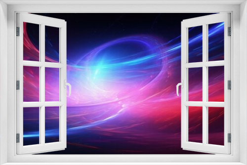 3D Digital Galaxy Abstract Wave Background. Red Blue Tunnel. Space Motion, Swirl.