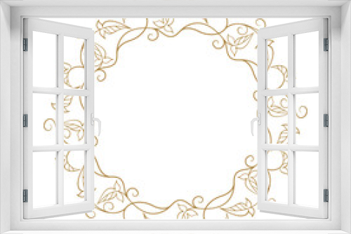 Fototapeta Naklejka Na Ścianę Okno 3D - Vector round floral frame with ivy leaves decoration. Vintage style ivy stems wreath.