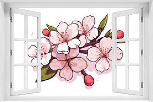 Fototapeta Naklejka Na Ścianę Okno 3D - cherry blossom branch isolated design