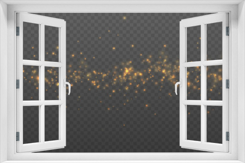Fototapeta Naklejka Na Ścianę Okno 3D - The dust sparks and golden stars shine with special light. Vector sparkles on a transparent background.