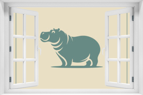 Fototapeta Naklejka Na Ścianę Okno 3D - Hippo silhouette logo illustration