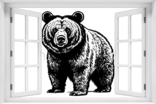 Fototapeta Naklejka Na Ścianę Okno 3D - brown bear vector illustration black and white | Digital silhouette of a bear