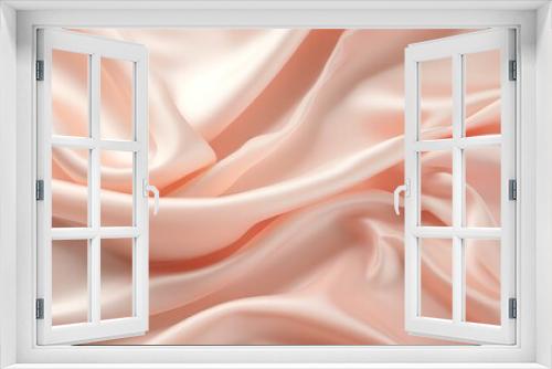 Light pale tender peach pink beige white silk satin, copy space, 16:9