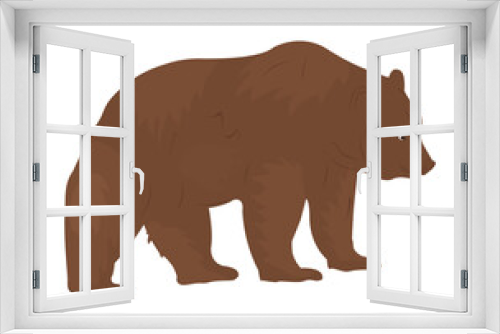Fototapeta Naklejka Na Ścianę Okno 3D - Bear on a white background. Silhouettes of a bear. Design of greeting cards, posters, patches, prints on clothes, emblems. Natural open spaces. Ecology.