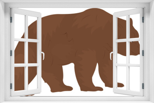 Fototapeta Naklejka Na Ścianę Okno 3D - Bear on a white background. Silhouettes of a bear. Design of greeting cards, posters, patches, prints on clothes, emblems. Natural open spaces. Ecology.